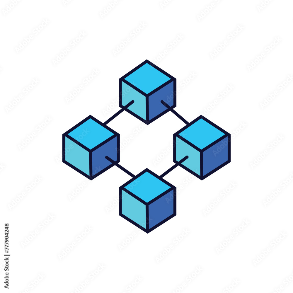 Poster flat blockchain icon symbol vector illustration.