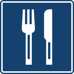 restaurante, señal color azul, pictograma, informativa, servicios generales, rectangular, rectangular informativo, icono, vector, azul, símbolo, información, silueta, ilustración, señales, imagen