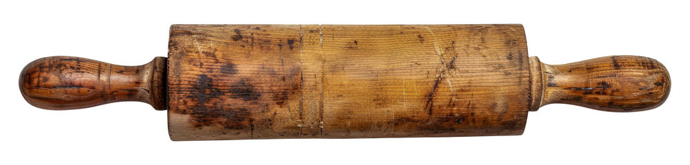 A wooden rolling pin with a wooden handle - stock png.