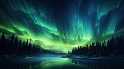 Fototapeta premium Digital Aurora, Witnessing Abstract Phenomena in the Technological Sky
