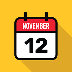 Calendar 12 November Vector illustration background design.