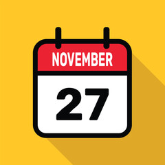 Calendar 27 November Vector illustration background design.