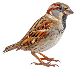 Fototapeta premium A small brown and orange bird with a black beak, cut out - stock png.