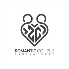 Couple love Heart symbol ALL letter logo icon design template. May be used in medical, dating, Valentines Day and wedding design.