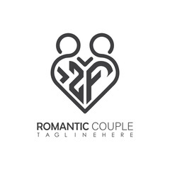 Couple love Heart symbol ALL letter logo icon design template. May be used in medical, dating, Valentines Day and wedding design.