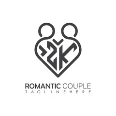 Fototapeta premium Couple love Heart symbol ALL letter logo icon design template. May be used in medical, dating, Valentines Day and wedding design.