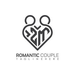 Couple love Heart symbol ALL letter logo icon design template. May be used in medical, dating, Valentines Day and wedding design.