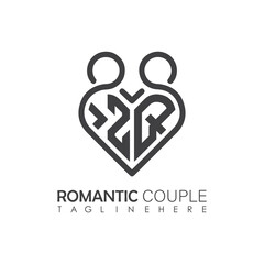 Couple love Heart symbol ALL letter logo icon design template. May be used in medical, dating, Valentines Day and wedding design.