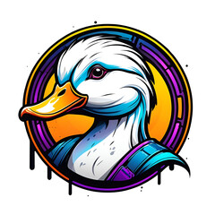 Duck mascot cyberpunk for tshirt
