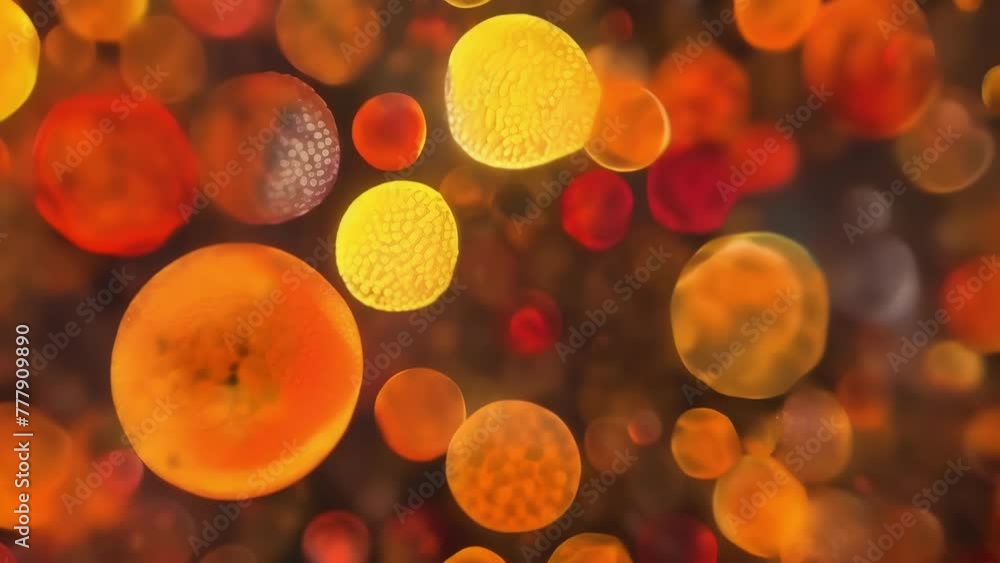 Poster a of pollen grains under the microscope revealing an array of colorful patterns in shades of yellow 