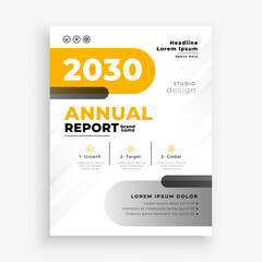 a4 annual report cover page layout with yellow theme - obrazy, fototapety, plakaty