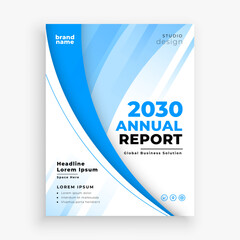 stunning yearly report blue template for company catalog design