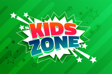 comic style kids playtime zone banner for boys & girls fun