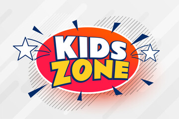 cartoon style kids zone play banner for kindergarten fun