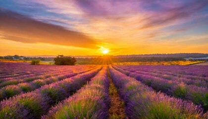 Lavender illuminated by the setting sun.