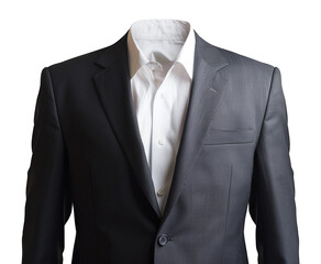 A man's suit jacket is shown with the collar and sleeves rolled up, cut out - stock png.