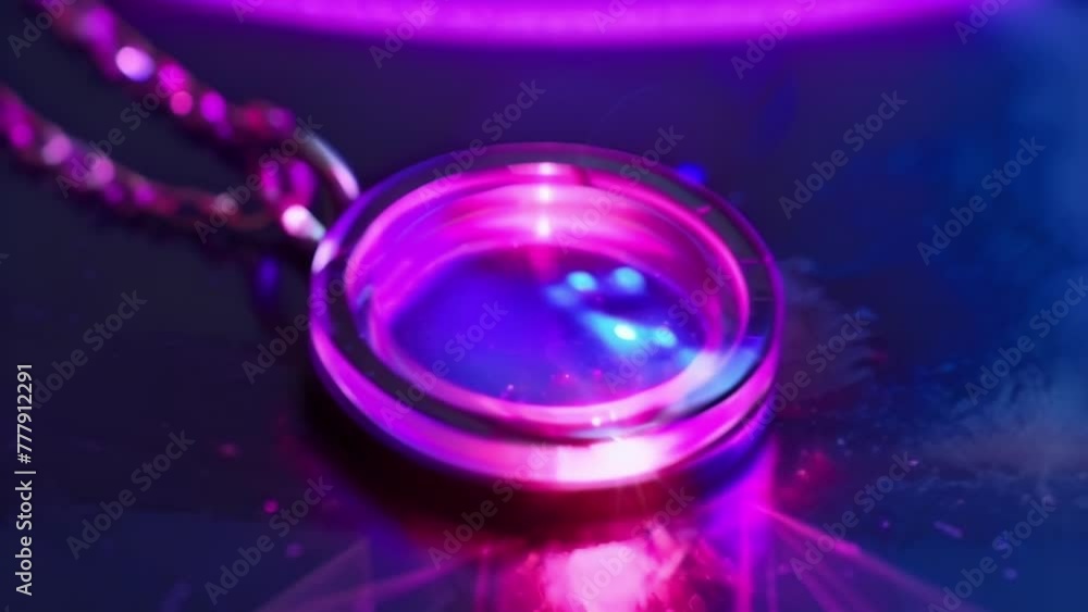 Poster a detailed view of a uv radiation detection necklace featuring a compact sensor and led lights that 