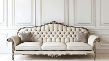beautiful expensive beige sofa against a white wall