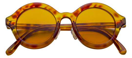 A pair of sunglasses with a yellow frame and a brown frame, cut out - stock png.