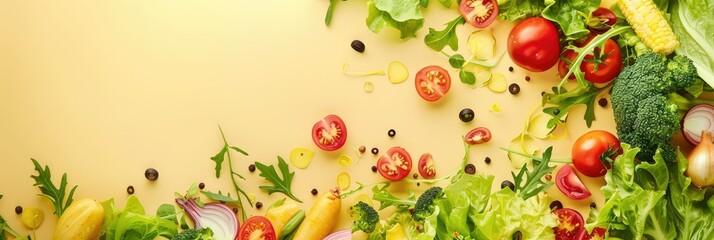 Vibrant Salad Ingredients Graphic with Ample Copy Space for Healthful Lifestyle Concepts