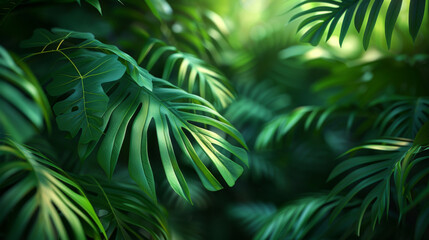 Nature leaves, green tropical forest, backgound illustration concept.