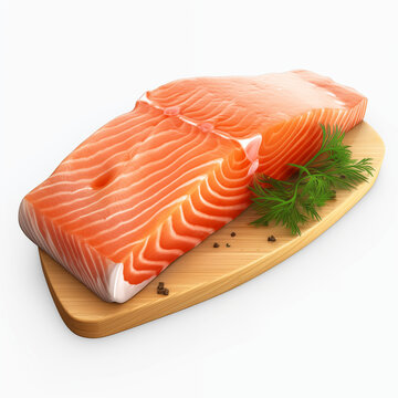 Salmon raw steak, Salmon steak, realistic 3d