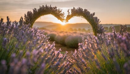 lavender flowers forming a heart shape