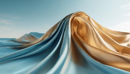 3d render abstract blue background with layers of silk folded drapery fashion wallpaper with levitating cloth - 777915664