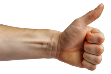 A hand with a thumbs up gesture, cut out - stock png.