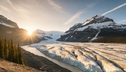 athabasca glacier in the columbia icefields british columbia canada - obrazy, fototapety, plakaty