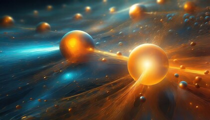 interacting energy orbs blue and orange magnetic forces dynamic abstract illustration physics and art fusion generative ai - obrazy, fototapety, plakaty