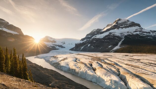 athabasca glacier in the columbia icefields british columbia canada