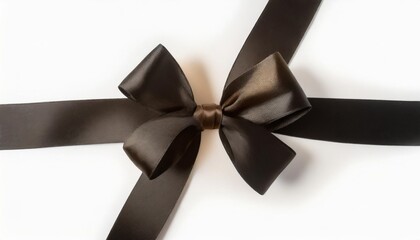 black bow tied using silk ribbon cut out top view corner
