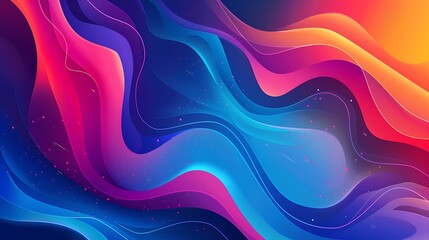 Abstract multicolored gradient fluid wave background with geometric shape