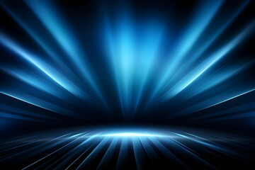 Naklejka premium Blue Beam Projection Splay Blur Abstract Montage Futuristic Lighting Dramatic Stage Scene