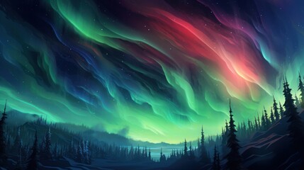 Digital Aurora, Witnessing Abstract Phenomena in the Technological Sky - obrazy, fototapety, plakaty