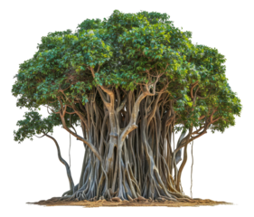 A large tree with many branches and leaves, cut out - stock png.
