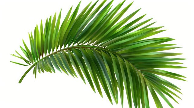 Palm leaf isolated on white background with clipping path. Summer background concept, Green realistic palm leaves isolated on white. Palm branch for composing a collage, palm leaves on a white wall