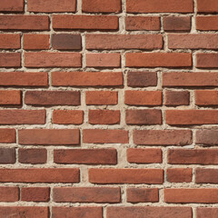 Red, orange or brown normal color brick wall. Texture brick wall panoramic texture wallpaper background.