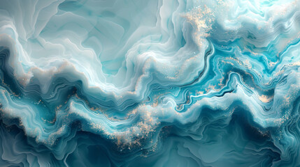 Naklejka premium Pastel cyan mint liquid marble watercolor background with white lines and brush stains. Teal turquoise marbled alcohol ink drawing effect. Vector illustration backdrop, watercolour wedding invitation.