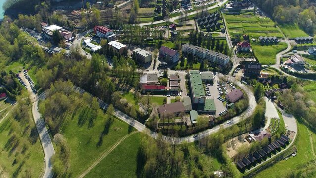 Houses On A Hill In Solina Bieszczady Aerial Poland