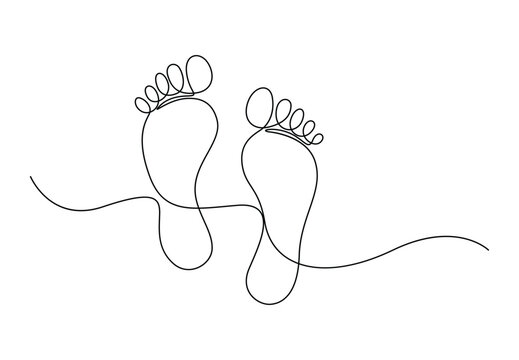 recommend clip art: Continuous single line drawing of bare foot elegance female leg in simple linear style vector illustration. Premium vector