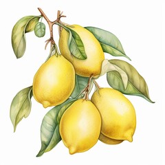 A bunch of ripe Pear s,  watercolor illustration clipart, 1500s, isolated on white background watercolor tone, pastel, 3D Animator