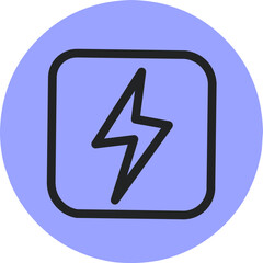 Simple thunder line icon.  Stroke pictogram.  Vector illustration