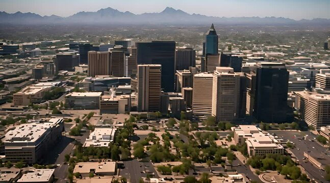Aerial Perspective of Downtown Phoenix: The State Capital City of Arizona