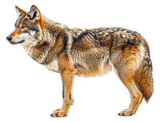Naklejka na ściany i meble A large brown and tan wolf standing, cut out - stock png.