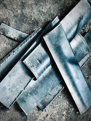 Old and rust Scrap irons plenty on floor,used metal,piled together in rubbish,