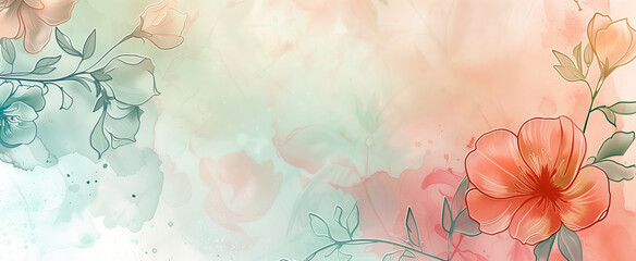 Delicate Watercolor Floral Scene with Soft Tones