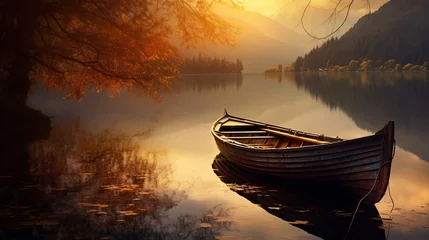 Foto op Canvas Boat in the lake ,«golden hour» © MOUISITON