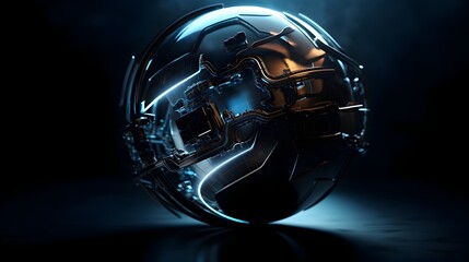 Futuristic Renewable Energy Globe Representing Sustainable Power and Technological Progress